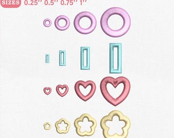 ITH Banner Button Hole Embroidery Design | Round Rectangle Heart Pes Dst Jef Vp3 | Instant Download