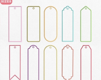 ITH Bookmark Machine Embroidery Design | Long Bag Tag |10 Blank Shapes Applique Pes Dst Jef Vp3 | Instant Download
