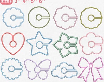 ITH Wine Stem Tags Applique Embroidery Design | 12 Party Drink Markers Pes Dst Jef Vp3 | Instant Download