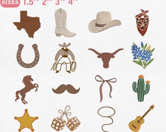 Texas Rodeo Icons Embroidery Design | Mini Western Bundle Pes Dst Jef Vp3 | Instant Download