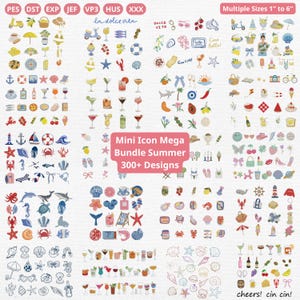 Summer Mega Embroidery Bundle, La Dolce Vita Coastal Beach Mini Icon, Digital File, Instant Download, Pes Dst Jef Vp3