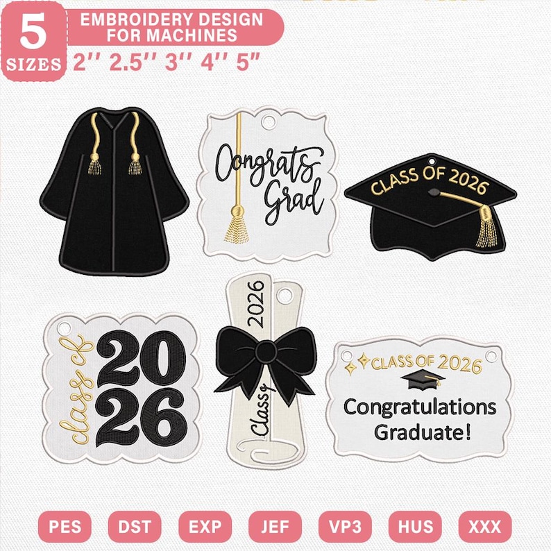 ITH Class of 2026 Graduation Bundle Applique Embroidery Design, Grad ...