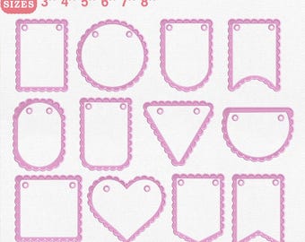 ITH Bogenkanten Banner Stickdatei | 12 Wimpelkette/Fähnchen Wimpelkette Pes Dst Jef Vp3 | Sofort Download