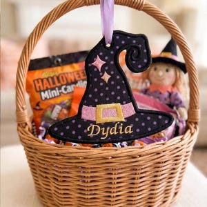 ITH Witch Hat Applique Machine Pattern, Halloween Ornament Gift Tag Spooky Bag Charm, Digital Download Pes Dst Jef Vp3 image 4