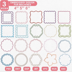 ITH Cocktail Serviettenrahmen Stickdatei | Ausgezackte Bordüre Bündel Pes Dst Jef Vp3 | Sofort Download
