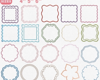 ITH Cocktail Napkin Frame Embroidery Design | Scalloped Border Bundle Pes Dst Jef Vp3 | Instant Download