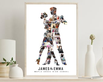 Elegant Ballroom Dance Photo Collage Canva Template, Personalized Couple Silhouette Poster, Custom Dance Gift