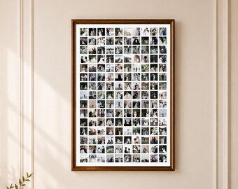 Editable 150 Photo Collage Canva Template, Wall Art Gift, Family Memory Picture Collage Poster
