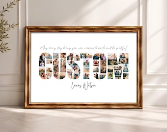 Custom Word Photo Collage Canva Template, Personalized Text Art, Gift for Family (Digital Download)