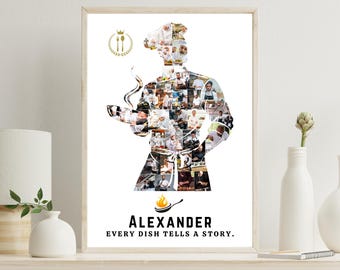 Chef Photo Collage Canva Template – Custom Cooking Poster – Personalized Kitchen Wall Art – Culinary Gift