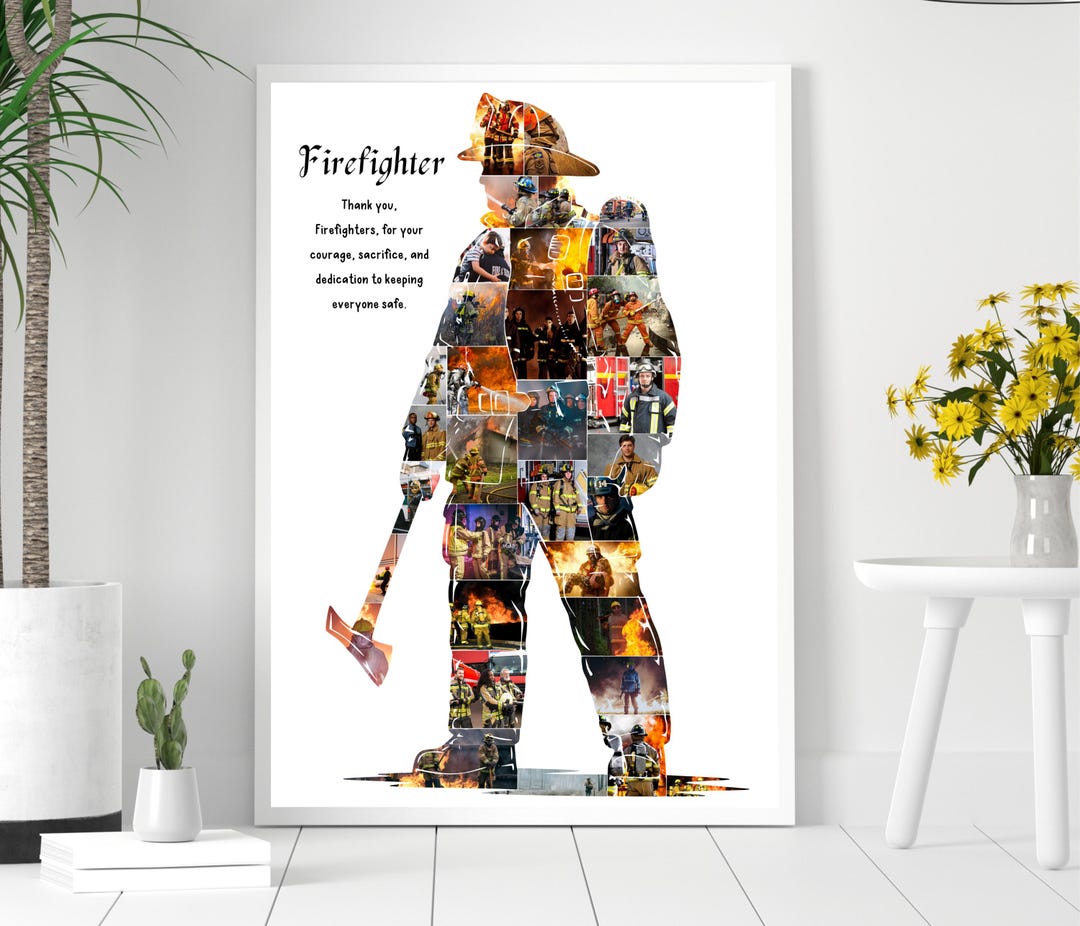 Firefighter Gift Photo Collage , Fireman Wall Art Printable ...