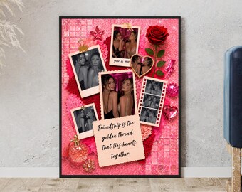 Druckbare BestFriend Geburtstagsgeschenk Collage Poster Vorlage, bearbeitbare Canva Freundschaft Collage, BFF Memory Board