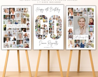 60th Birthday Photo Collage Template | Milestone Celebration Poster | Editable Canva Design | Instant Digital Download