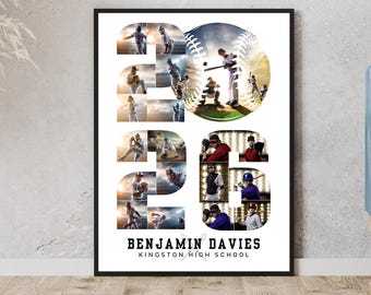 2026 Baseball Fotocollage, personalisiertes Seniorennummer Poster, Geschenk für Baseballspieler, digitaler Download