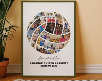 Fotocollage volleybal – aangepaste sportposter – gepersonaliseerd cadeau voor sporter – aandenken teamgeheugen