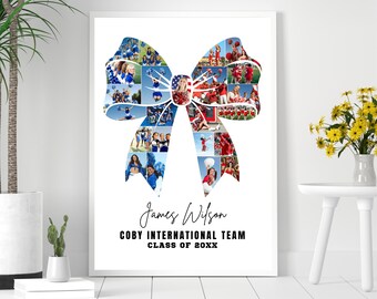 Cheer Photo Collage, Cheerleader Gift, Personalized Team Cheer Poster Senior, Editable Canva Template Digital