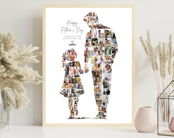 Father and Daughter Photo Collage Canva Template – Personalized Father’s Day Poster – Digital Download