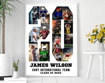 Editable Sports Number 20 Photo Collage Canva Template, Team Memory Board, Personalized Keepsake Download