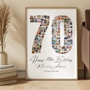 70-årsdag fotokollage Canva-mall – Utskrivbar present till pappa mamma mormor morfar