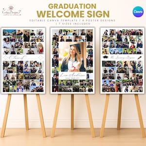 Graduation Welcome Sign Canva Template | Editable Photo Collage Poster | Senior Party Decor | Digital Download