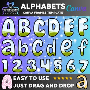 Canva Alphabet Frames | 75 Editable Letters, Numbers & Symbols | Instant PDF Digital Download