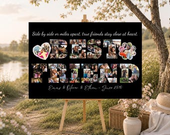 Freund Geschenk Foto Collage Vorlage, Bestie Memory Board, bearbeitbares Canva Design (Digitaler Download)