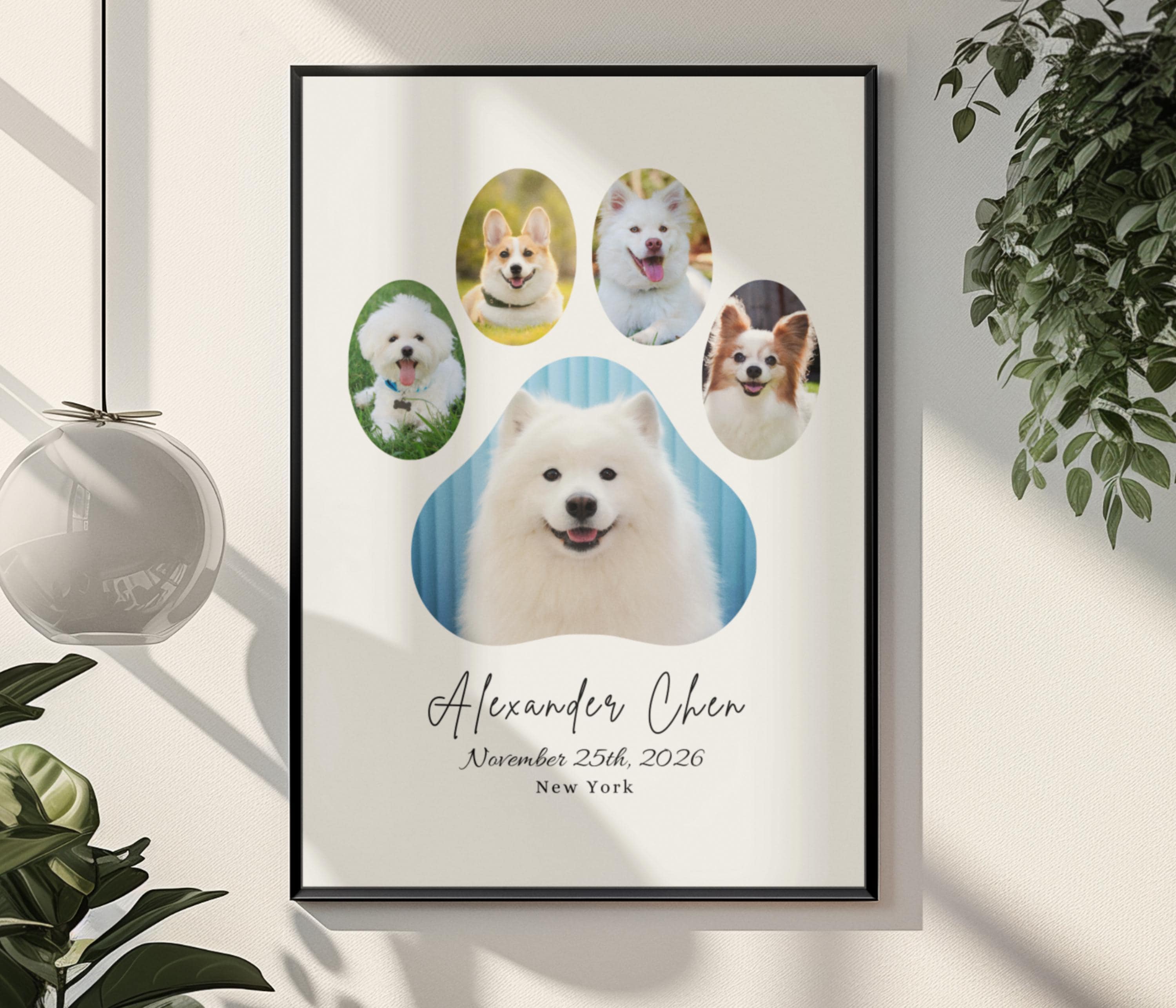 Dog Paw Photo Collage – Custom Pet Memorial Gift – Personalized Print ...
