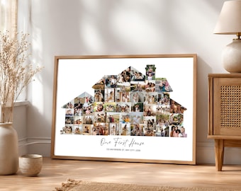 Custom House Photo Collage Template, Personalized Family Memories Wall Art, First Home Gift (Digital)