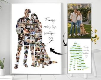 Benutzerdefinierte jede Form Geschenk Foto Collage Vorlage, personalisierte Familie Silhouette Bildkunst, digitaler Download