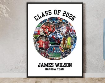 Soccer Photo Collage Template – Custom Player Memory Board – Senior Night Soccer Gift – Digital Download