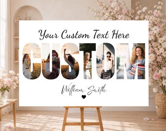 Benutzerdefinierter Text Fotocollage Poster, personalisiertes Name Bildcollage Geschenk (Digitaler Download)