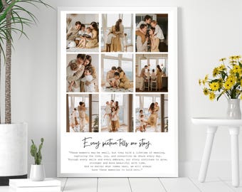 Editable 9 Grid Picture Collage Canva Template, Minimalist Memory Board, Image Collage Digital Download