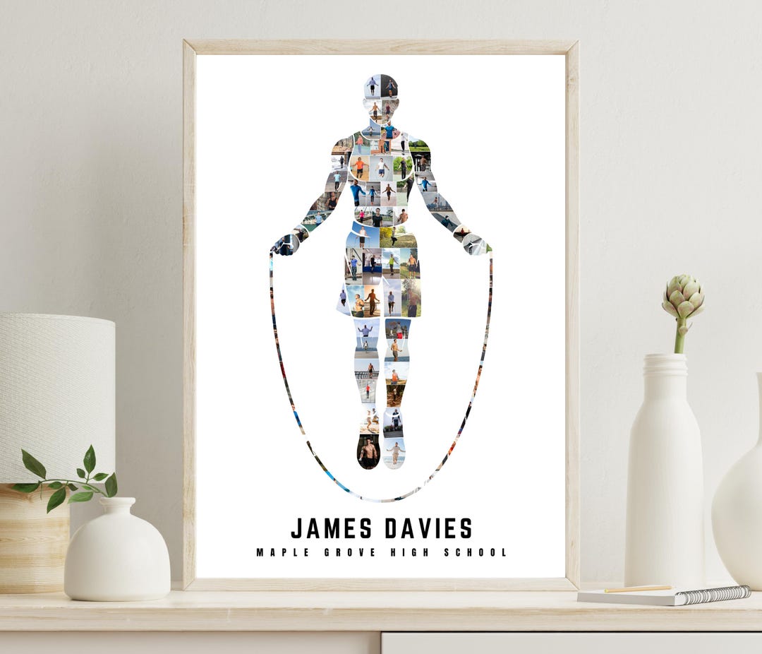 Jump Rope Event Poster Jumping Rope Photo Collage, Personalized Skipping Rope Silhouette ...