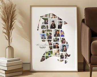 Graduation Photo Collage Canva Template – Graduate Silhouette Poster – Editable Digital Gift for Woman