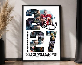 2027 American Football Photo Collage Canva Template, Class of 2027, Senior Gift, Graduation Keepsake