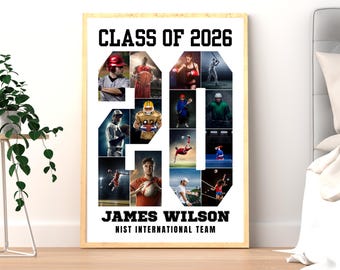 Editable Sports Number 20 Photo Collage  Canva Template, Team Senior Gift, Digital Download