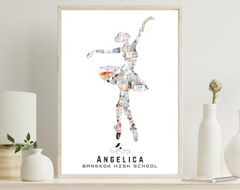 Ballet Dance Photo Collage Canva Template – Editable Ballerina Silhouette Poster – Dance Recital Memory Art