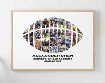 Football Photo Collage Canva Template – Custom Sports Gift for Players & Coaches – Personalized Printable Poster