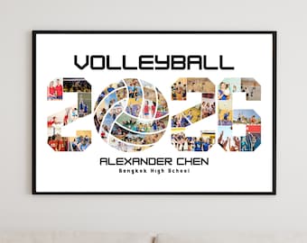 2026 Volleyball Photo Collage Canva Template – Editable Sports Year Poster – DIY Team Memory Design