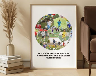 Soccer Ball Photo Collage Canva Template – Custom Sports Poster – Personalized Gift for Kids