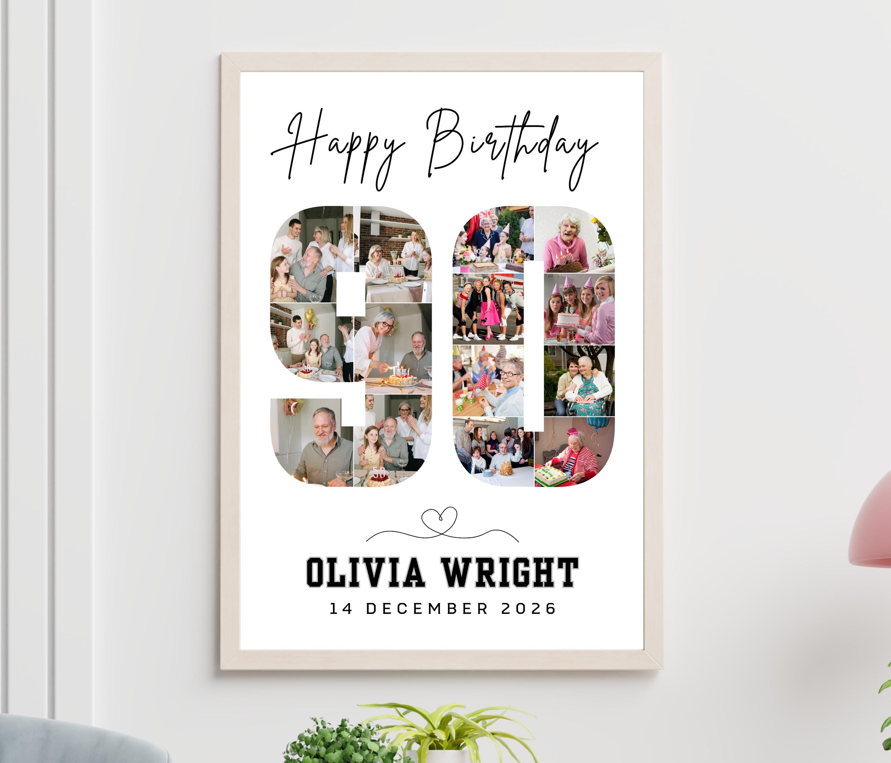 Editable 90th Birthday Photo Collage Canva Template, Personalized ...