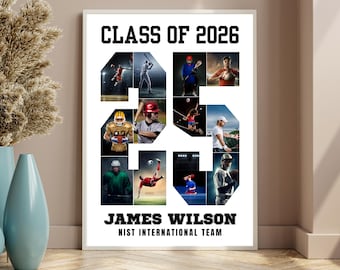Personalized Sports Number 25 Photo Collage Template, Number Poster, Team Senior Gift, Digital Download
