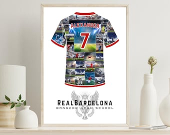 Soccer Jersey Photo Collage Canva Template – Editable Football Shirt Poster – Custom Team Sports Keepsake