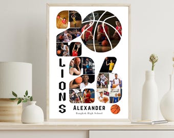 2026 Basketball Photo Collage Canva Template – Editable Basketball Poster – DIY Printable Digital Wall Art