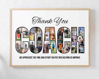 Coach Photo Collage – Custom Thank You Gift – Personalized Sports Team Appreciation Poster