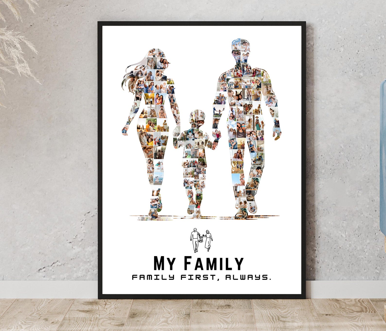 My Family Photo Collage Canva Template – Personalized Family Silhouette ...