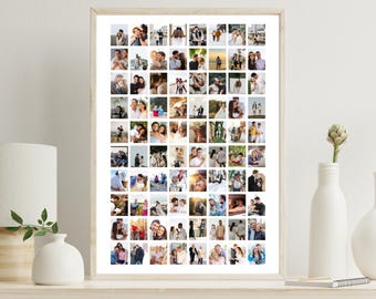 Plantilla de collage de fotos de Canva (80 fotos) – Póster de fotos con cuadrícula editable – Arte mural de recuerdos grande