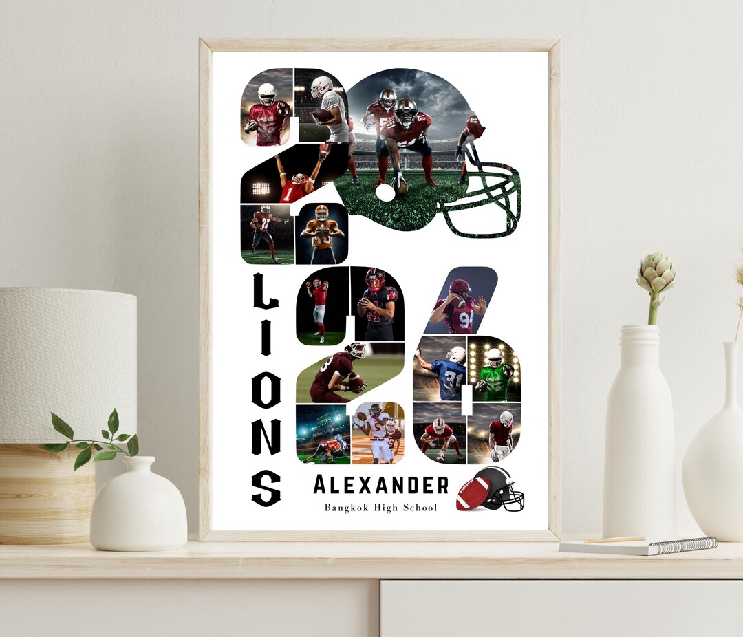 2026 Football Photo Collage Canva Template Editable Senior Football