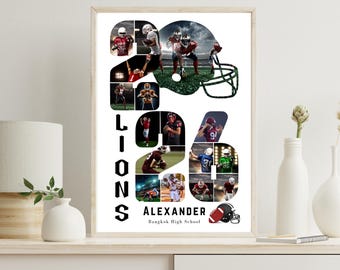 2026 Fußball Fotocollage Canva Vorlage - Bearbeitbares Senior Fußball Poster - druckbare digitale Wandkunst