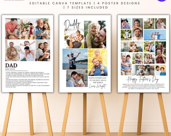 Father’s Day Photo Collage Poster | Editable Canva Template | Instant Digital Download Keepsake